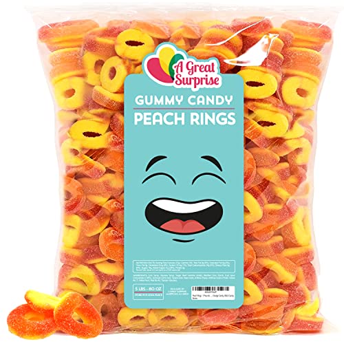 Peach Rings - 5 Pounds - Gummy Rings Candy - Gummy Rings Bulk -