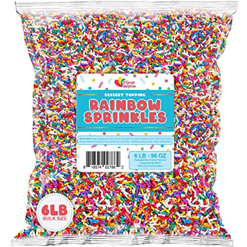 Rainbow Sprinkles - 6 Pounds - Bulk Easter Rainbow Jimmies - Col...