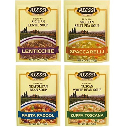 Alessi Athentic Italian Soup Mix 4 Flavor Variety Bundle: 1 Tu