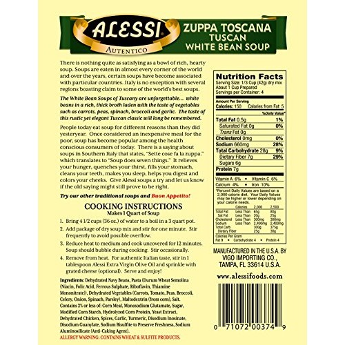 Alessi Zuppa Toscana Tuscan White Bean Soup, 6 Ounce, Pack Of 6