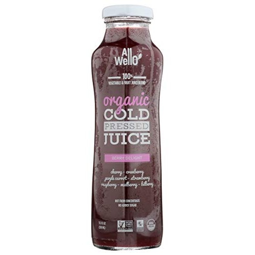 Allwello, Organic Cold Pressed Juice, Berry Delight, 11.1 Fl Oz