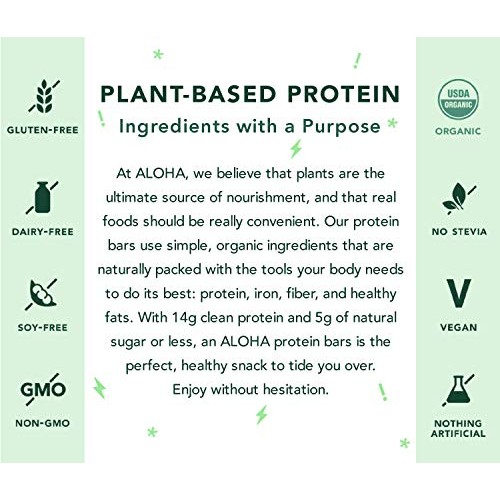 Aloha Organic Plant Based Protein Bars |Chocolate Chip Cookie Do