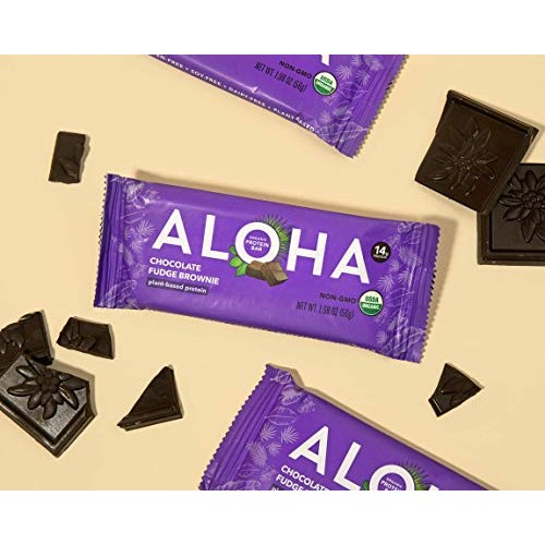 Aloha Organic Plant Based Protein Bars |Chocolate Fudge Brownie