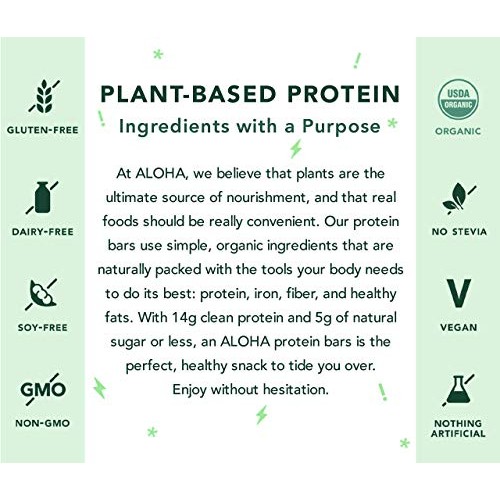 Aloha Organic Plant Based Protein Bars |Chocolate Fudge Brownie