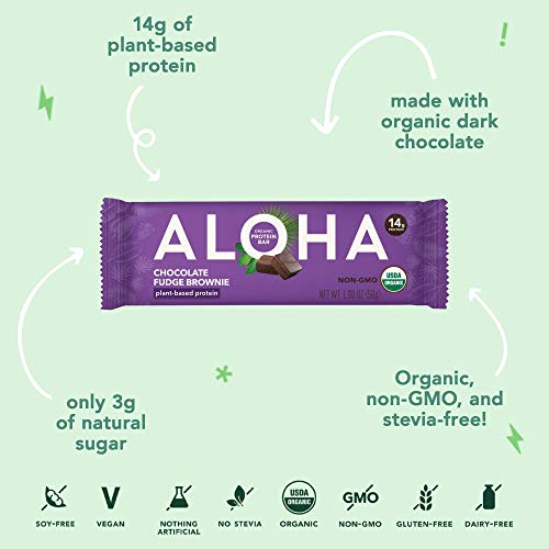 Aloha Organic Plant Based Protein Bars |Chocolate Fudge Brownie