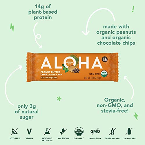 Aloha Organic Plant Based Protein Bars |Peanut Butter Chocolate