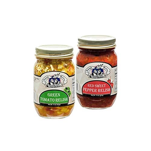 Amish Wedding Foods Green Tomato Relish &Amp; Sweet Red Pepper Relis