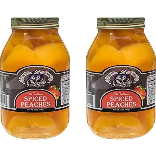 Amish Wedding Old Fashioned Spiced Peach Halves, Two 32 Oz. Quar