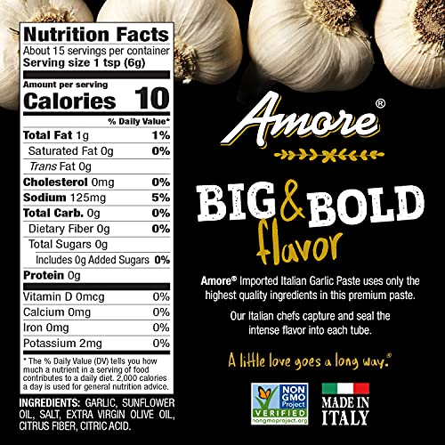 Amore Garlic Paste, 3.2 Oz. Tubes, 12-Pack 27157