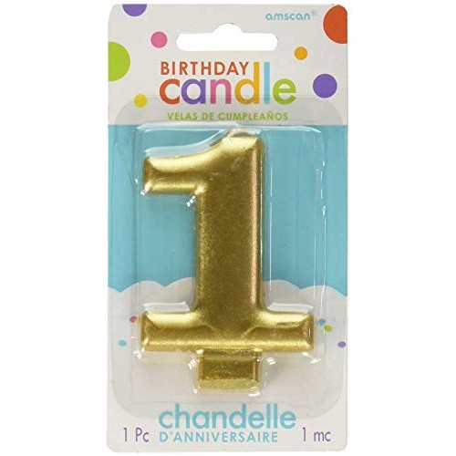 Amscan Birthday Celebration, Numeral #1 Metallic Candle, Party S