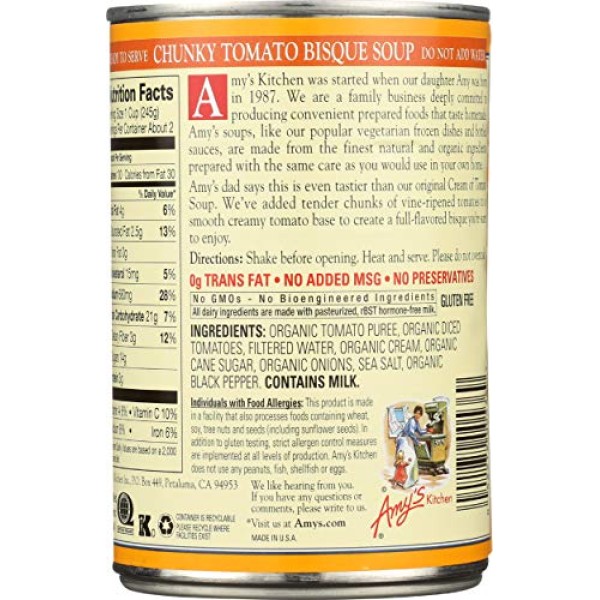 Amy's Organic Chunky Tomato Bisque Soup, 14.5 oz