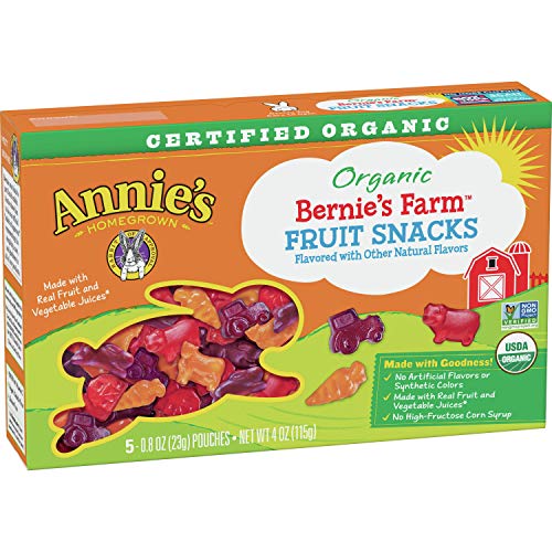 Annies Organic Bernies Farm, Fruit Snacks, 5 Pouches, 0.8 Ounc