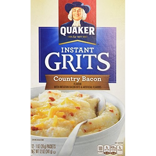 Quaker Country Bacon Flavor Instant Grits, 12 Ounce