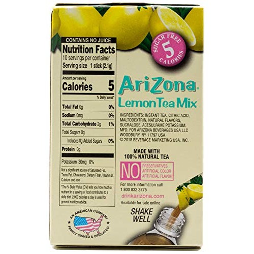 Arizona Lemon Iced Tea Stix Sugar Free, 10 Count Per Box Pack O