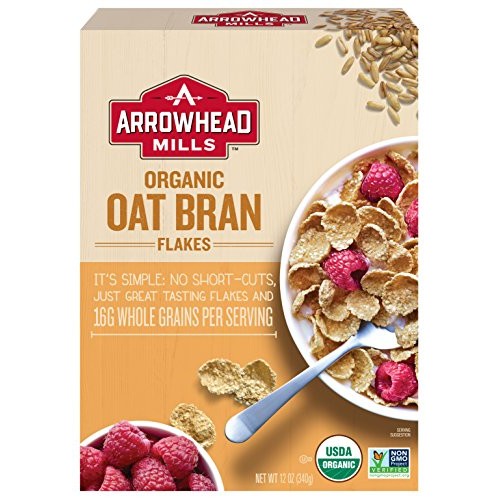 Arrowhead Mills Organic Cereal, Oat Bran Flakes, 12 Oz. Box Pac