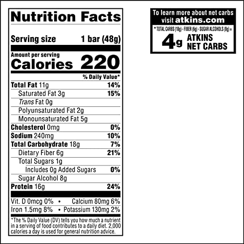 Atkins Protein-Rich Meal Bar, Keto Friendly, Peanut Butter Grano...