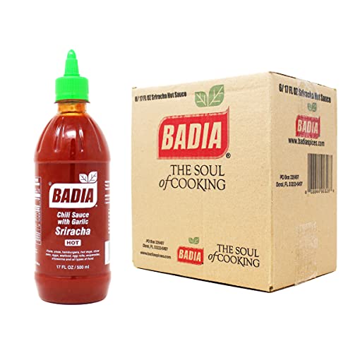 Badia Sriracha Hot Sauce, 17 Fluid Ounce Pack of 6