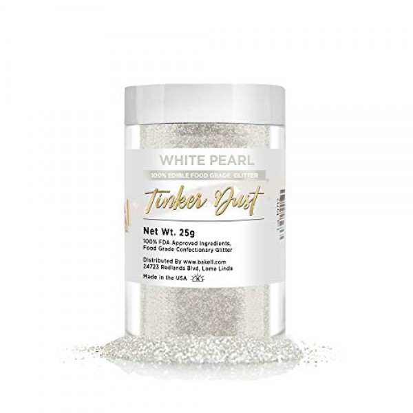 BAKELL Pearl White Edible Glitter, 25 Gram