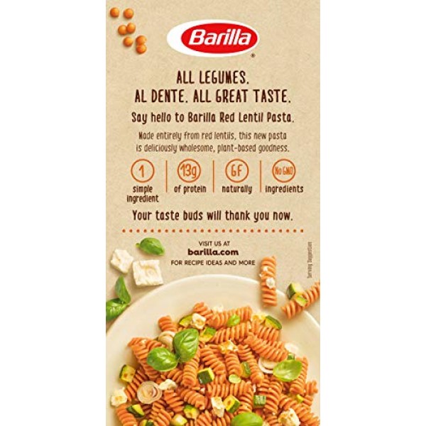 Barilla Red Lentil Rotini Pasta, 8.8 Ounce - Plant Based ...