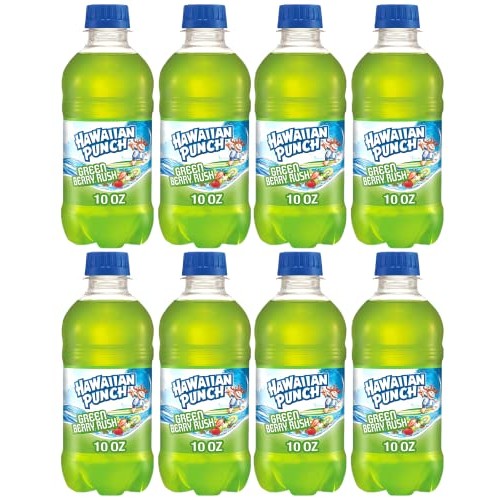 Hawaiian Punch Green Berry Rush, 10oz Bottles, Pack of 8