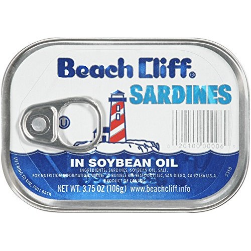 Beach Cliff Sardines In Soybean Oil, High Protein Food, Keto Foo