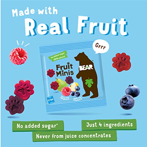 BEAR Real Fruit Snack Minis, Raspberry/Blueberry, No added Sugar...