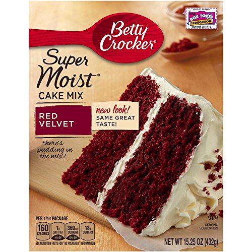 Betty Crocker Super Moist Cake Mix, Red Velvet, 15.25 Ounce Pac