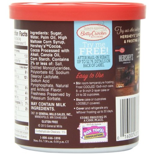 Betty Crocker Gluten Free Hersheys Milk Chocolate Frosting, 16 ...