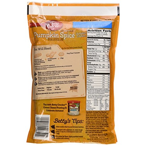 Betty Crocker, Pumpkin Spice Cookie Mix, 17.5Oz Pouch Pack Of 4