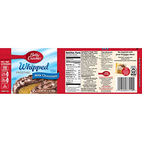 Betty Crocker Whipped Frosting, Milk Chocolate, 12 Oz Canister