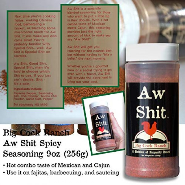 Big Cock Ranch Gourmet Seasoning Bundle — All-Purpose Special Shit 13oz,  Bull Shit for Steak 12oz, Good Shit Sweet N' Salty 11oz and Chicken Shit  12oz — Gluten-Free and No MSG 