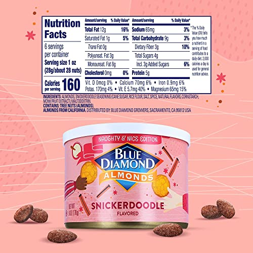 Blue Diamond Almonds, Snickerdoodle Holiday Snack Nuts, 6 Oz Res