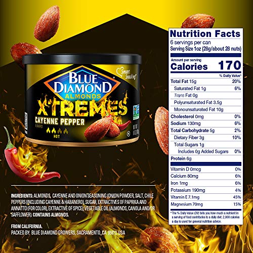 Blue Diamond Almonds Xtreme Cayenne Pepper Flavored Almonds, 6 O