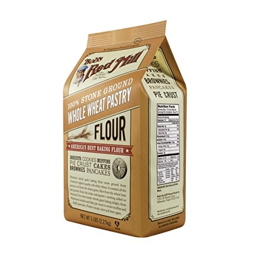 Bobs Red Mill Whole Wheat Pastry Flour, 5 Pound Pack Of 4