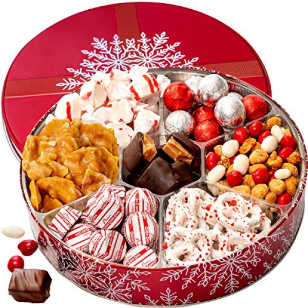 HAPPY HOLIDAYS Gift Basket | Chocolate Covered Pretzel Gift [4 Flavors]  Gourmet Holiday Gift | Same Day Delivery Items Prime for Christmas,  Holiday