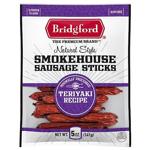 Bridgford Smokehouse Sausage Sticks, High Protein, Keto Snack, N...