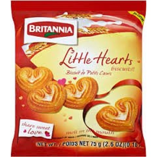 Britannia Little Hearts Biscuits - 75G., 2.6Oz. Pack Of 4