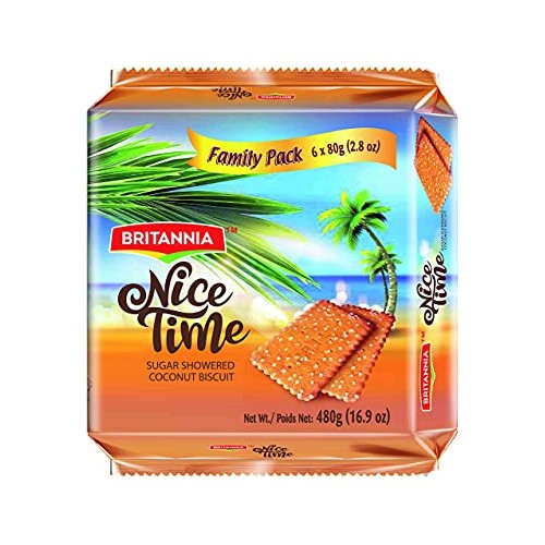 BRITANNIA Nice Time 16.9oz 480g - Delicious Coconut Biscuit Cr...