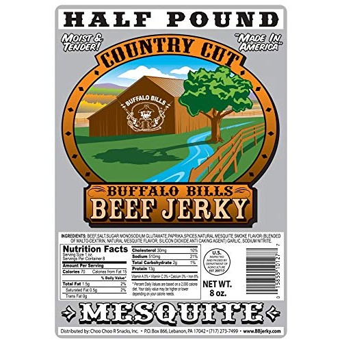 Buffalo Bills 8Oz Mesquite Country Cut Beef Jerky Pack Moist &Amp;