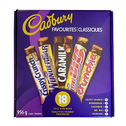 Cadbury 18 Full Size Assorted Chocolate Bars, Caramilk, Mr Big,