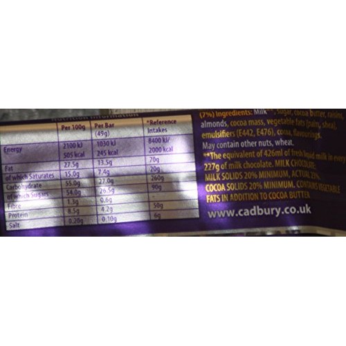 Cadbury Fruit &Amp; Nut Chocolate Bar 49G England Case Of 48