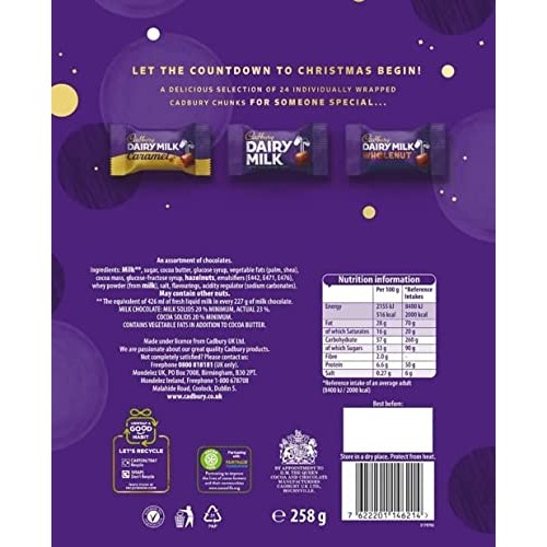 Cadbury Dairy Milk Chocolate Chunks Advent Calendar 258 g