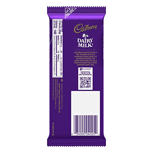 Cadbury Milk Chocolate Candy, 3.5 Ounce, Full Size Bars, 14 Count