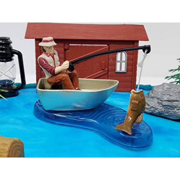 Gone Fishing Fisherman Themed Birthday Cake Topper Set F