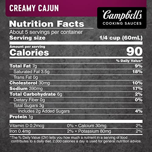 Campbell’S Cooking Sauces, Creamy Cajun Sauce, 11 Oz Pouch