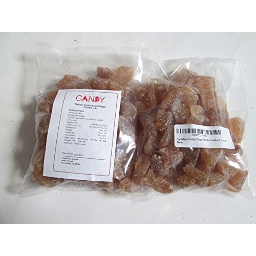 Crystallized Candied Ginger Chunks-Unsulfured, 1 Pound