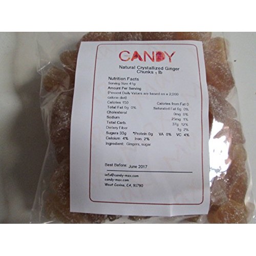 Crystallized Candied Ginger Chunks-Unsulfured, 1 Pound