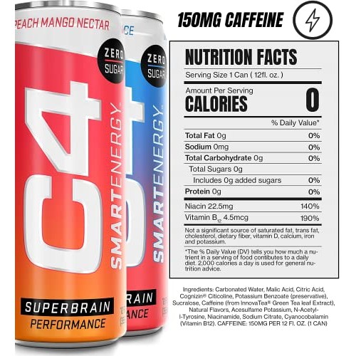 C4 Energy & Smart Energy Drinks Variety Pack, Sugar Free Pre Wor...