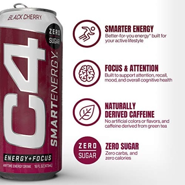 C4 Energy Drink, Anytime, Zero Sugar, Smart Energy, Electric Sour 16 oz, Shop