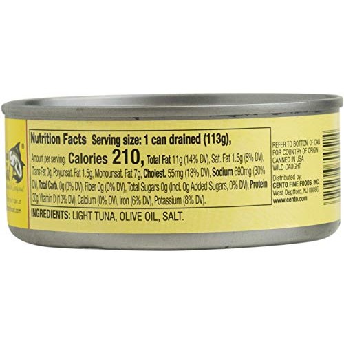 Cento Solid Packed Tuna In Olive Oil, 5-Ounce Cans Pack Of 24